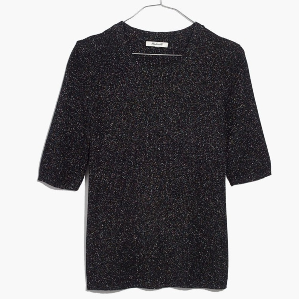 Madewell sparkle black metallic top size Small